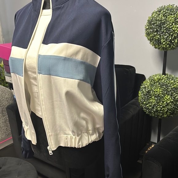 Zara Navy and White Track Jacket - Picture 2 of 5